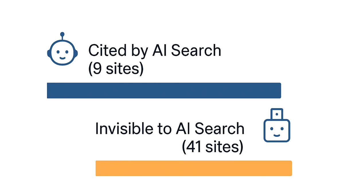 Bar chart comparing AI citation rates between visible and invisible Delhi business websites in Nurotech's GEO audit