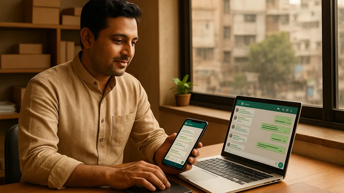 WhatsApp Business API automation dashboard used by a small business owner in New Delhi to manage customer enquiries